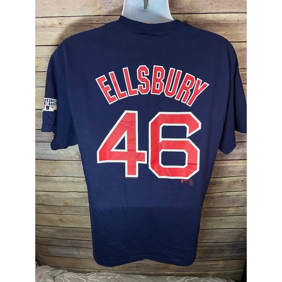 Vintage Majestic MLB Boston Red Sox #46 Jacoby Ellsbury Blue T Shirt Large 2007 - Picture 2 of 10